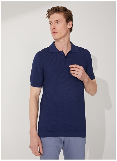 Altınyıldız Classics Polo Neck Navy Blue Men's T-Shirt 4A4923200007