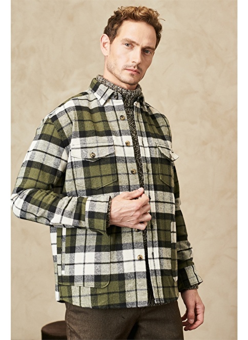 Oversize Fit Buttoned Collar Plaid Lumberjack Shirt Jacket