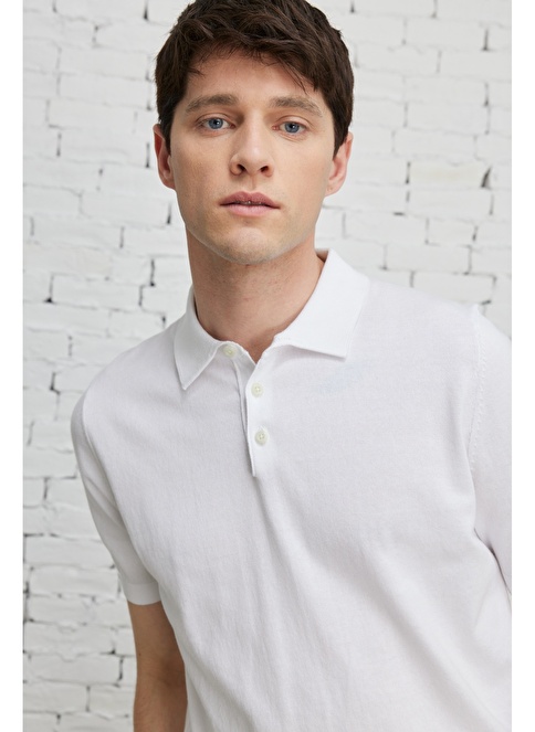 Standard Fit Polo Collar 100 Cotton Short Sleeve Knitwear