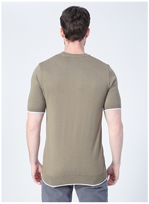 Factory Caesar O Neck Basic Plain Khaki Men's Sweater