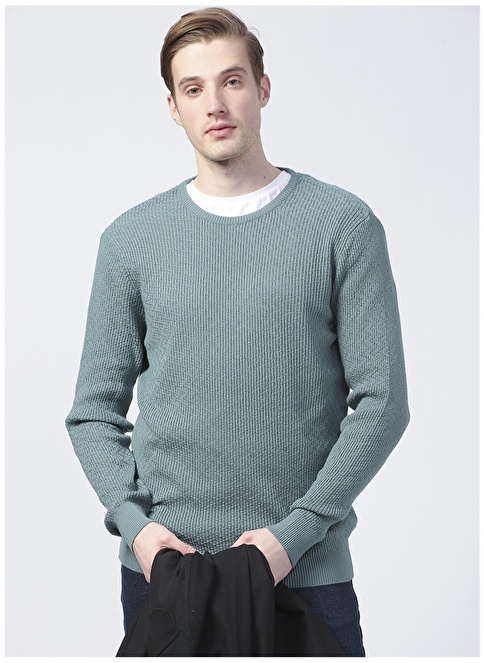 Factory Benjamin-F Crew Neck Basic Jacquard Mint Muški Džemper