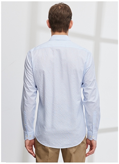 Altınyıldız Classics Classic Collar White - Blue Men's Shirt 4A2023200009