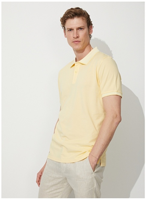 Altınyıldız Classics Polo Collar Yellow - White Men's T-Shirt 4A9000000003