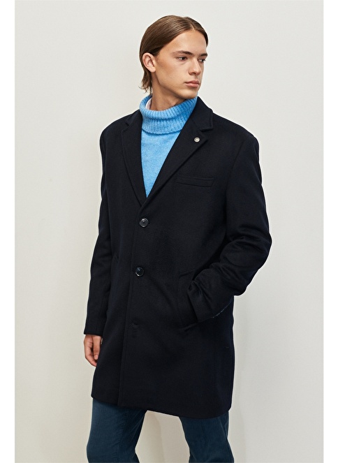 Standard Fit Normal Cut Mono Collar Wool Coat