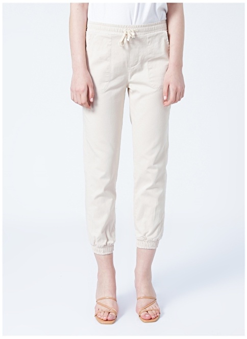 Factory Elastic Basic Beige Women's Denim Trousers BURUNDI-2