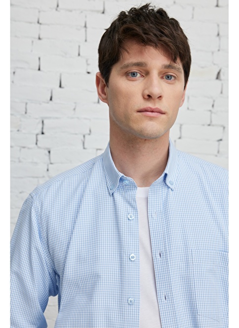 Comfort Fit Buttoned Collar Cotton Dobby Shirt