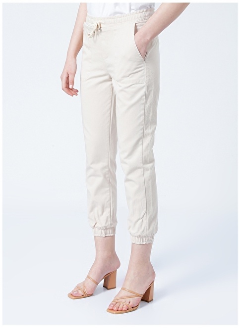 Factory Elastic Basic Beige Women's Denim Trousers BURUNDI-2