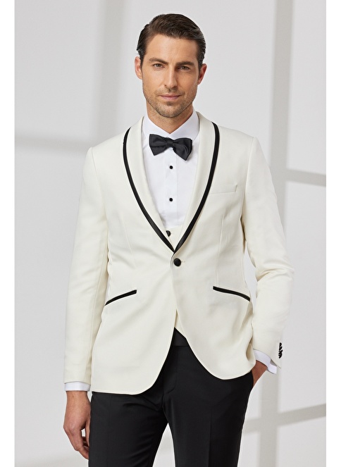 Slim Fit Shawl Collar Dobby Vest Tuxedo Suit