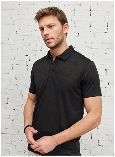 Altınyıldız Classics Polo Neck Black Men's T-Shirt 4A4823200049