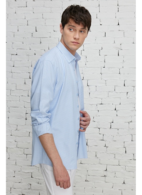 Comfort Fit Buttoned Collar Cotton Dobby Shirt