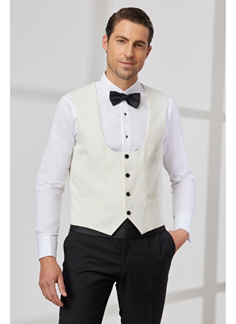 Slim Fit Shawl Collar Dobby Vest Tuxedo Suit