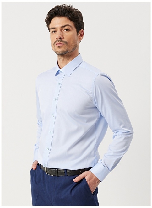 Altınyıldız Classics Normal Pattern Blue Men's Shirt 4A2023100316