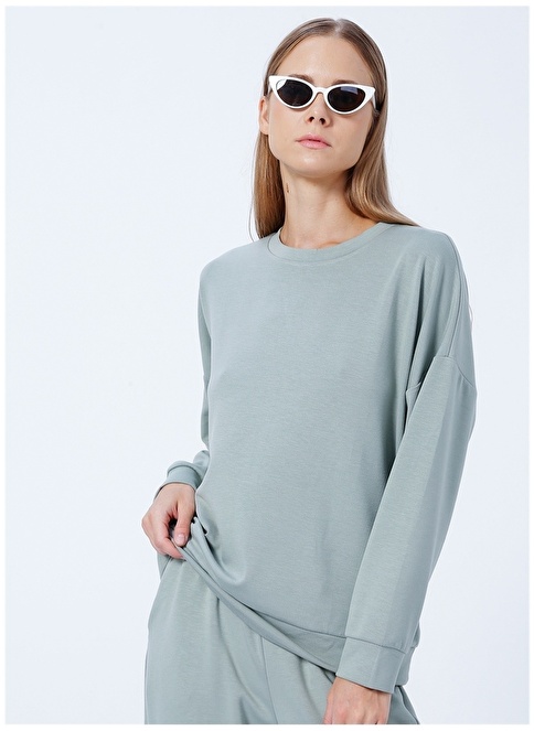 Factory Crew Neck Plain Mint Women's Sweatshirt K-HW-21B19