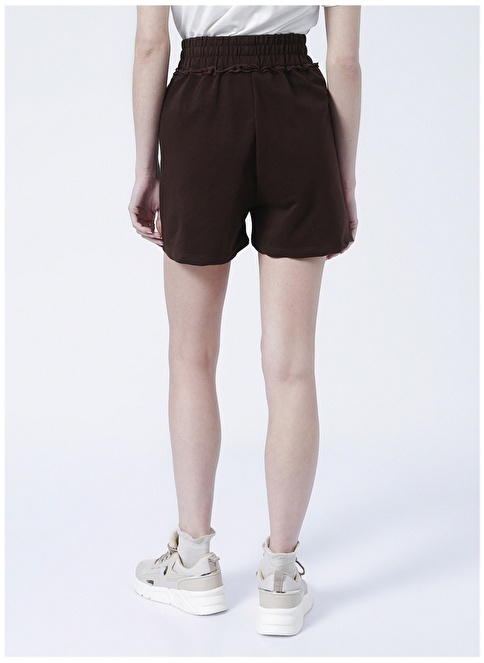 Factory Ying Elastic Basic Plain Brown Women's Shorts