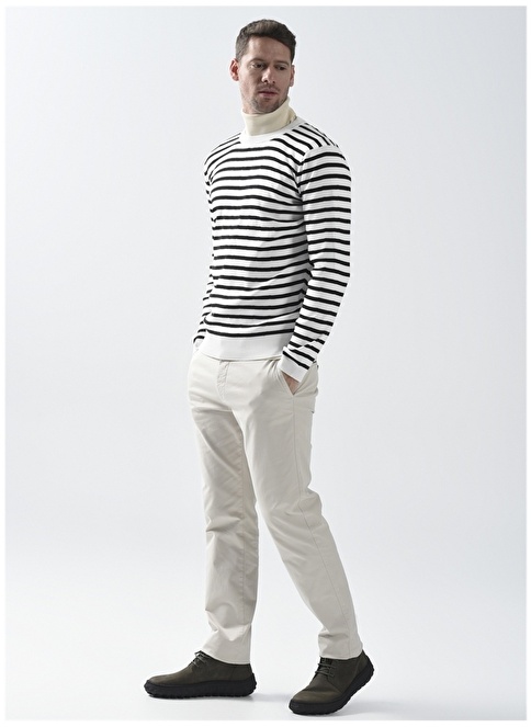 Factory O Neck Striped Ecru Men's Sweater PHILIP