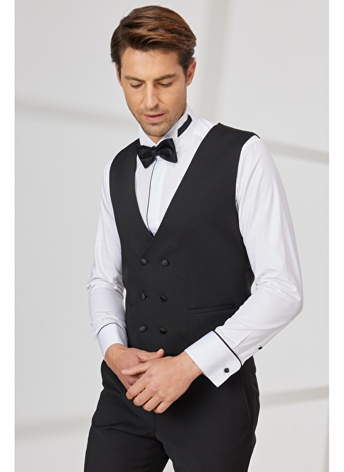 Slim Fit Slim Fit V-Neck Patterned Classic Vest