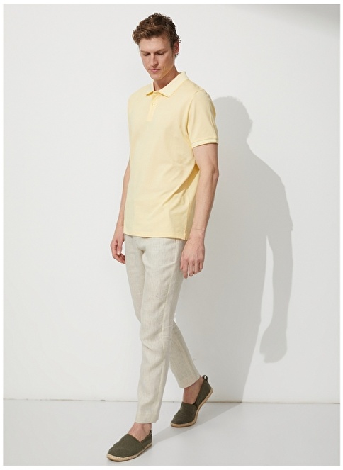 Altınyıldız Classics Polo Collar Yellow - White Men's T-Shirt 4A9000000003