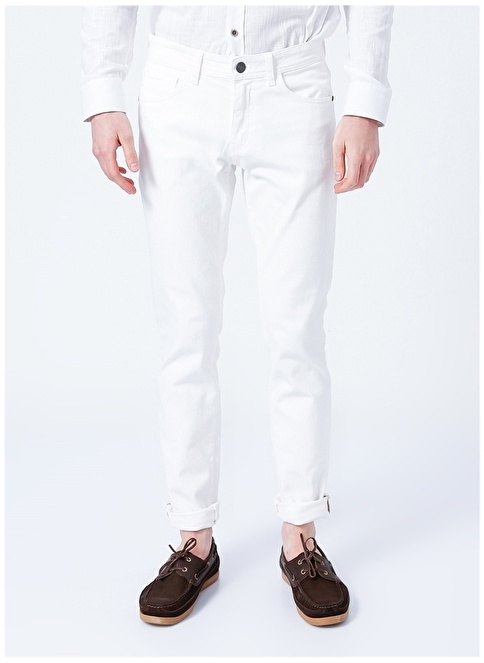 Altınyıldız Classic 4A1400000101 Normal Waist Slim Fit Straight White Men's Trousers