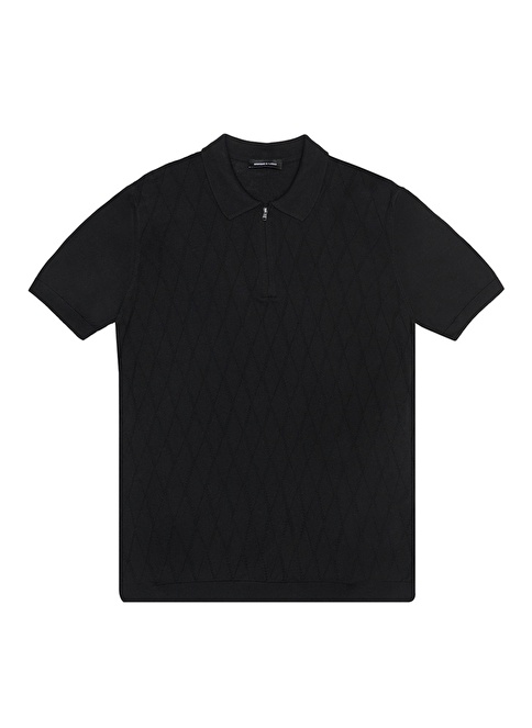 Altınyıldız Classics Polo Neck Black Men's T-Shirt 4A4923200005