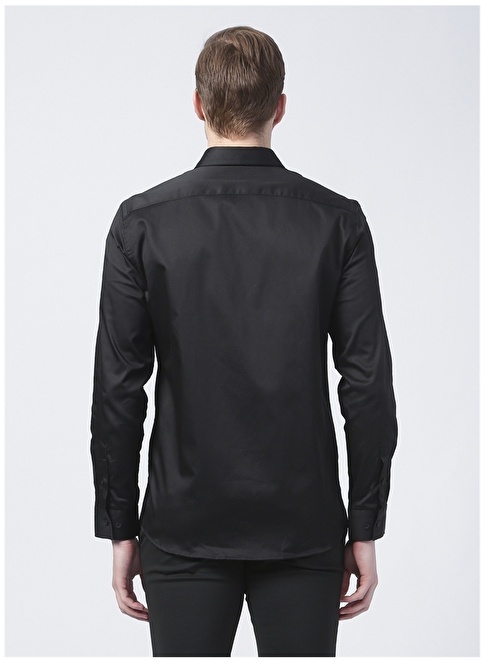 Factory Satin Basic Plain Black Men's Shirt